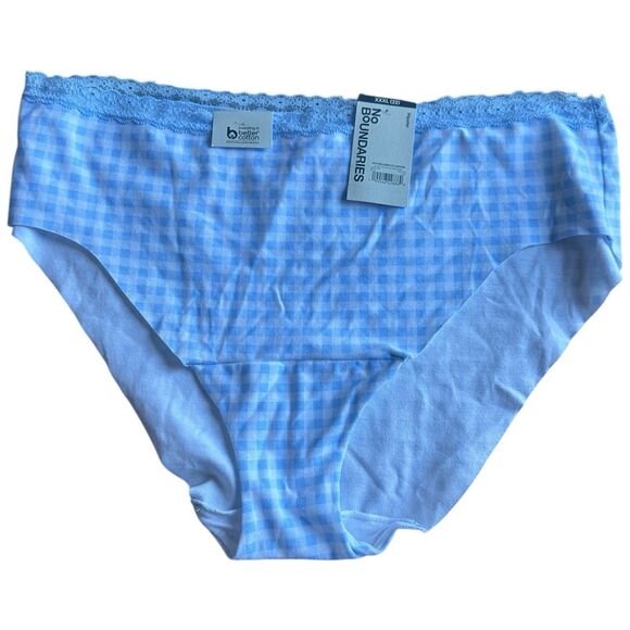 Hipster Lace Trim Panty Blue Gingham Plaid XXXL - Picture 14 of 16